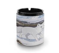 Car Ashtray Arctic Foxes on The Tundra Printed Portable Ashtray Windproof Suitable for Living Room Bedroom Conference Room Office And Car Interior Decoration