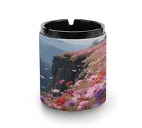 Car Ashtray Flowers on The Cliff Printed Portable Ashtray Windproof Suitable for Living Room Bedroom Conference Room Office And Car Interior Decoration
