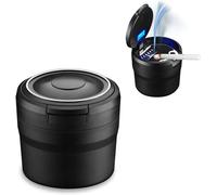 Car Ashtray for Mini Countryman One/Cooper/Cooper S/Cooper SE, Mini Portable Ashtray Removable Ash Tray with LED Light and Lid Smokeless Automotive Ashtray,A/Black