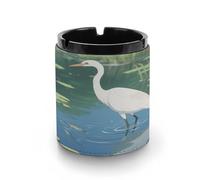 Car Ashtray Heron Fishing Printed Portable Ashtray Windproof Suitable for Living Room Bedroom Conference Room Office And Car Interior Decoration
