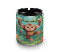 Car Ashtray Monkeys Playing on Vine Swings Printed Portable Ashtray Windproof Suitable for Living Room Bedroom Conference Room Office And Car Interior Decoration