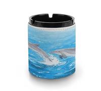 Car Ashtray Playing Dolphins Printed Portable Ashtray Windproof Suitable for Living Room Bedroom Conference Room Office And Car Interior Decoration