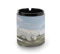 Car Ashtray Polar Bears on The Ice Printed Portable Ashtray Windproof Suitable for Living Room Bedroom Conference Room Office And Car Interior Decoration