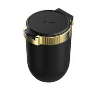 Car Ashtray Self Extinguishing Ash Tray,Car Ashtray with Flip Lid LED Light for Vehicle or Outdoor Camping,Automatic LED light at night,Sealed,Flame Retardant,Detachable,Large Capacity (Gold)