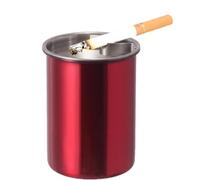 Car Ashtray with Lid, Portable Smell Proof Self-Extinguishing Auto Ashtray, Detachable Smokeless for Car Cup Holder, Stainless Steel Windproof Butt Bucket Ash Tray for Outdoor Travel Home Office (Red)