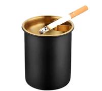 Car Ashtray with Lid, Portable Smell Proof Smokeless Auto Ash Tray for Car Cup Holder, Detachable Windproof Stainless Steel Mini Vehicle Cigarette Trash Can for Home Office Outdoor Travel (Black)