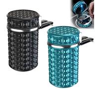 Car Ashtray with Lid, Stainless Steel Car Ashtray with LED Light, Universal Portable Smokeless Ashtray for Home and Office (Rose Gold, Blue)