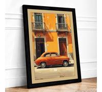 Car at Colonial Gate Vintage Framed Wall Art Print A1 (84.1×59.4cm) Black, Wall Decor for Living Room, Bedroom, Office & Home, Ready to Hang, Art Gift