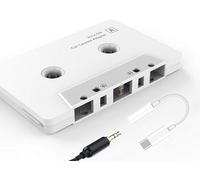 Car Audio aux Cassette Adapter and a Type C to 3.5mm Audio Aux Jack Adapter,Compatible for Google, Samsung, Xiaomi, Huawei All Type C Port Devices,White