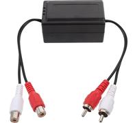Car Audio Ground Loop Noise Isolator Filter for Rca Stereo Amplifier Setup | Plug-and-play Inline Installation, Alloy and Plastic Construction, Black Finish, Reduces Alternator Interference