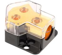 Car Audio Power Distribution Block 1x0ga in 2x4ga | Simplifies Wiring, Automotive and Boat Use, Zinc Alloy and Plastic Build, Protects Contacts, Reduces Clutter