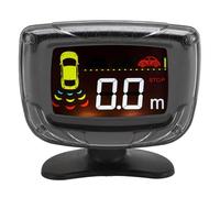 Car Auto Vehicle Reverse Backup Ra-dar System, with 4 Parking Sensors, Rear Distance Detection Kit, Voice Sound Warning, LCD Display Monitor, Easy Installation (White)