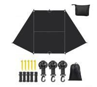Car Awning Sun Shade Screen 4.5m with Ground Nails(Black 2x3x4.5m) | Oxford cloth material, 2x3x4.5m size, includes ropes and nails, blocks UV rays, black or green options