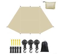Car Awning Sun Shade Screen 4.5m with Ground Nails(Khaki 2x3x4.5m) | Oxford cloth material, 2x3x4.5m size, includes ropes and nails, blocks UV rays, black or green options