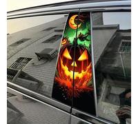 Car B-Pillar Sticker, Halloween Car Decals Vehicle Door Vinyl Decal Set Waterproof Ghost Pumpkin Bat Haunted House Graphics for Auto Van SUVs Trucks (09)