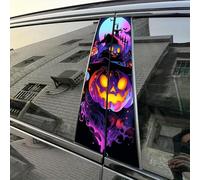 Car B-Pillar Sticker, Halloween Car Decals Vehicle Door Vinyl Decal Set Waterproof Ghost Pumpkin Bat Haunted House Graphics for Auto Van SUVs Trucks (08)