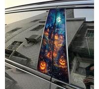 Car B-Pillar Sticker, Halloween Car Decals Vehicle Door Vinyl Decal Set Waterproof Ghost Pumpkin Bat Haunted House Graphics for Auto Van SUVs Trucks (06)
