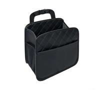 Car Back Organizer for Trash Bag, Multi-Pocket Storage for Headrest, Foldable Faux Leather Hanging Holder for Phones Snacks Wipes, SUV Truck Van Accessories, Black(1pc)