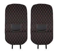 Car Back Seat Anti-Kick Pad for Opel Cascada Crossland Adam 2013-2025, 2Pcs Universal Leather Multipurpose Organiser Storage Protector Mat, Anti-Scratch Stain Resistant, C/Black - Red