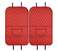Car Back Seat Anti-Kick Pad for Seat Alhambra Toledo 2010-2025, 2Pcs Universal Leather Multipurpose Organiser Storage Protector Mat, Anti-Scratch Stain Resistant, D/Red