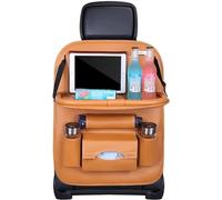Car Back Seat Organiser,with Foldable Table Tray,with 8 Pockets Universal Use,Bottle Holder,Toys,Tissues,Screen Holder, for Car Interior Travel Accessories Men Women Black, 1 Pack,Brown 421