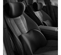Car Back Support Pillow for BMW 2 Serise G42 Coupé 2021-2023, 2-Piece Set Includes Lumbar Cushion Neck Pillow Memory Foam with Breathable Cover,Black