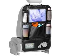 Car Backrest Organizer, Multi-Pocket Kicking Mat with Bottle Holder, Clear Tablet Holder, Road and Travel Essentials