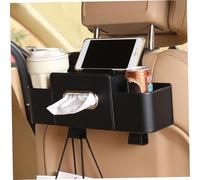 Car Backseat Organizer 3 in 1 Multifunctional Car Seat Organizer with Cup Holder Tissue Box Trash Bin and Hooks for Phones Snacks Drinks Handbags Black