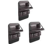 Car Backseat Organizer, Leather Seat Back Storage with Foldable Table Tray Tablet Holder Kick Mats, Multifunctional Rear storage Hanging bag, Cars Accessories for Travel Daily Use (3, Coffee)