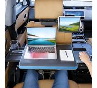 Car Backseat Tray Desk, Back Seat Headrest Table with Drinks Cupholder Phone Tablet Holder, ABS & Aluminum Alloy Car Laptop Mount for Working, Writing, Eating, Traveling