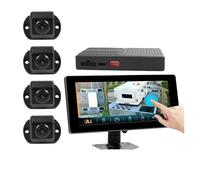 Car Backup Camera For RV Touring Car Motorhome AI 360 Panoramic 3D View Camera Car System AHD 1080P With AI Intelligent Recognition Car Camera(A with Calibration 64G)
