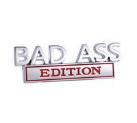 Car Bad Ass Edition Emblem Sticker Decals Auto Motorcycle Truck Styling 3D Mudguard Badge Decals Decoration Accessories(Silver red)