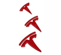 Car Badge Sticker, for Tesla Model Y, Steering Wheel, Front Rear Trunk Logo Cover Sticker, Car Accessories,Dark red