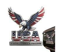 Car Badges Emblems - 3D Flag Decal Sticker, 10x10cm Iron Sculpted Bald Eagle Shield, 250th American Faith Family Freedom anniversery Crest, USA Patriotic Auto Exterior Trim | Metal Memorial Wall Sign
