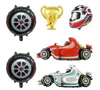 Car Balloons, 6 Pack 18 Inch Racing Car Themed Birthday Decorations for Boys, Party Supplies for Kids Birthday, Car Themed Parties Decor, Children's Party Balloons