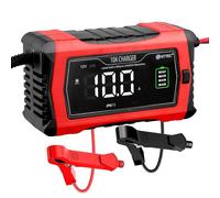 Car Battery Charger 12V/10A 24V/5A,Trickle Charger for Car Battery with Intelligent Charging Algorithms,12v Battery Charger with LCD Display for Lithium,LiFePO4,Lead-acid