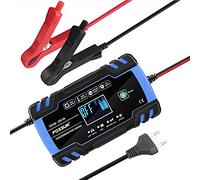 Car Battery Charger,Trickle Charger for Car Batter Full Automatic Car Battery Charger 12V 2A 24V 4A Intelligent Fast Power Charging Wet Dry Acid Digital Display(White)