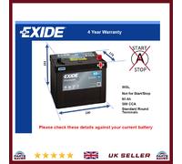 Car Battery EA654 Exide 005L 580A 65Ah 4Yr Warranty 230x173x222 Premium