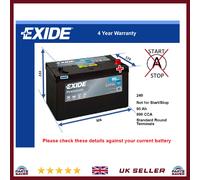 Car Battery EA954 Exide 249 800A 95Ah 4Yr Warranty 306x173x222 Premium