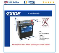 Car Battery EB356 Exide 054 240A 35Ah 4Yr Warranty 187x127x220 Excell
