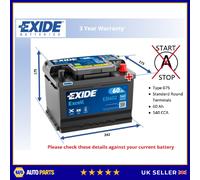 Car Battery EB602 Exide 075 540A 60Ah 4Yr Warranty 242x175x175 Excell
