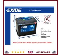 Car Battery EB620 Exide 027 540A 62Ah 4Yr Warranty 242x175x190 Excell