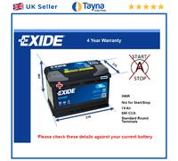 Car Battery EB741 Exide 096R 680A 74Ah 4Yr Warranty 278x175x190 Excell