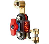 Car Battery Power Disconnect Switch Compatible With 12V 24V Systems With Integrated Digital Voltage Meter And Brass Terminals