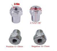 Car Battery Terminal Adapter Converter for 6V and 12V Systems, Zinc Alloy Positive & Negative Top Post Connectors, 3/8 Inch Thread Diameter, 2 Pack