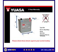 Car Battery YBX5054 Yuasa 054 360A 40Ah 5Yr WTY 187x127x223 Silver High Perf.