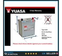 Car Battery YBX5056 Yuasa 054H 360A 40Ah 5Yr WTY 187x137x225 Silver High Perf.