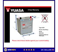 Car Battery YBX5056 Yuasa 054H 360A 40Ah 5Yr WTY 187x137x225 Silver High Perf.