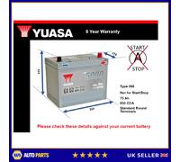 Car Battery YBX5068 Yuasa 068 650A 75Ah 5Yr WTY 269x174x225 Silver High Perf.