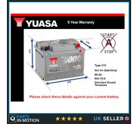 Yuasa YBX5075 12V 60Ah 620CCA Silver Sealed Maintenance Free High Performance Car Battery